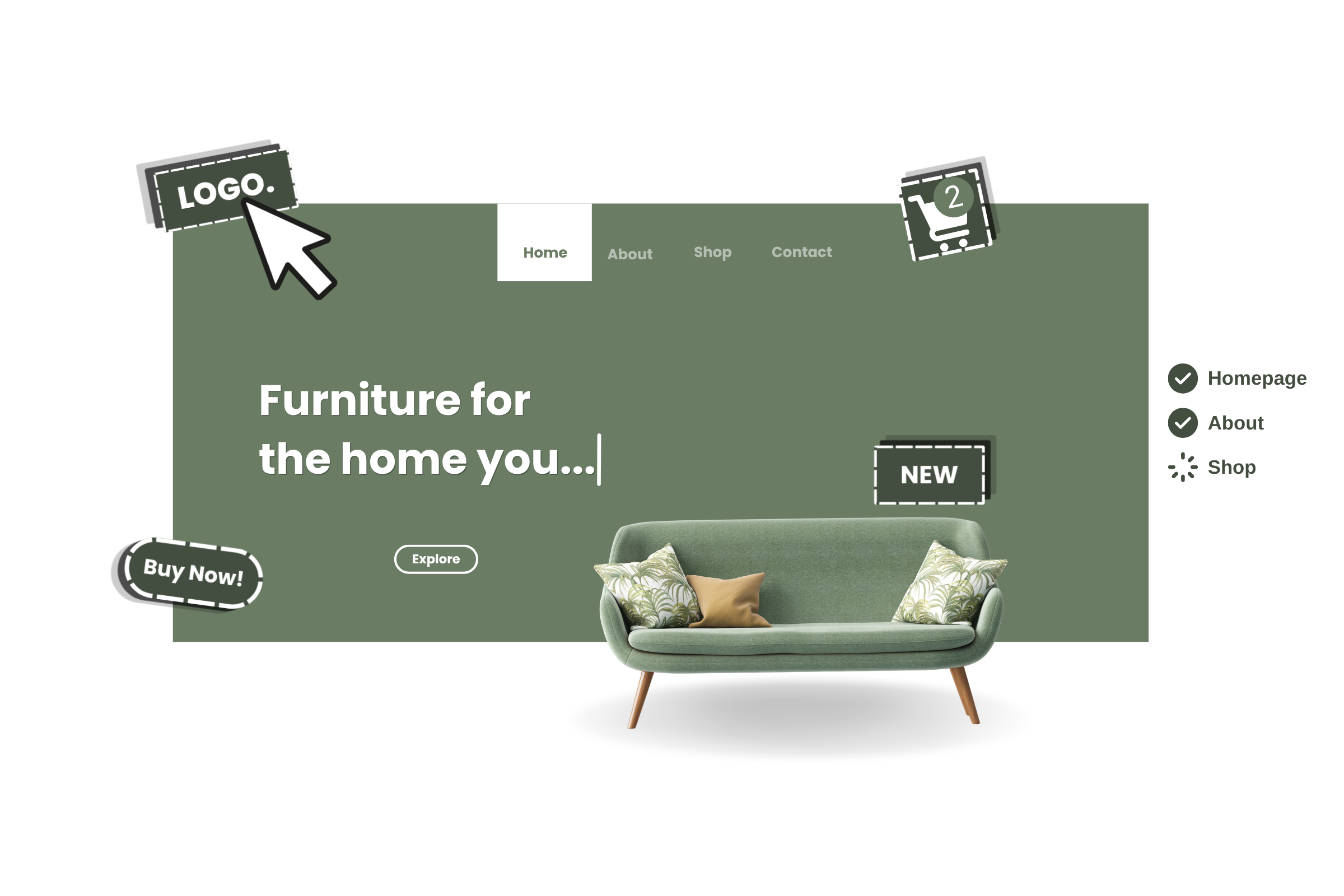 Website builder preview showing the building process
