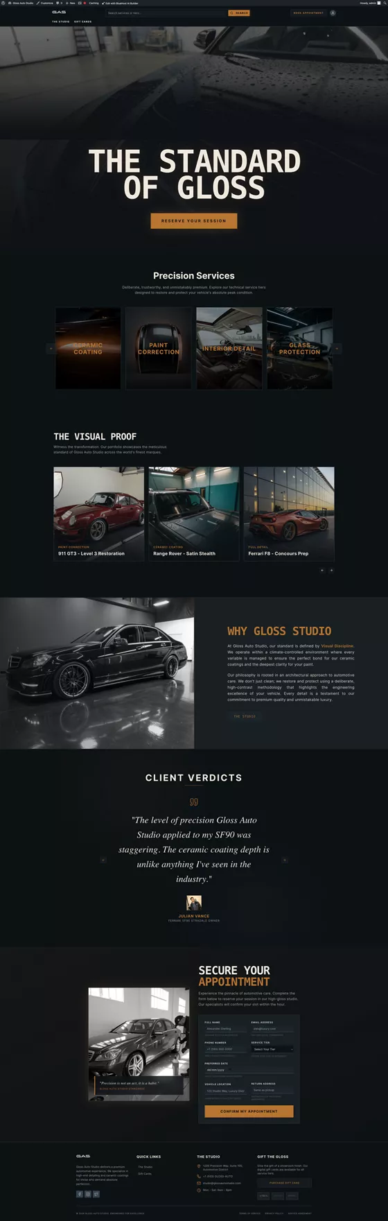 Gloss Auto Studio website