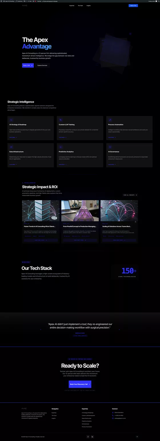 Apex AI Consulting website