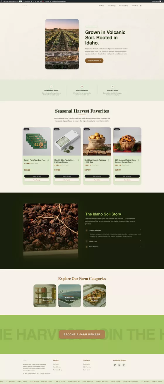 Green Spuds Organic Farm website