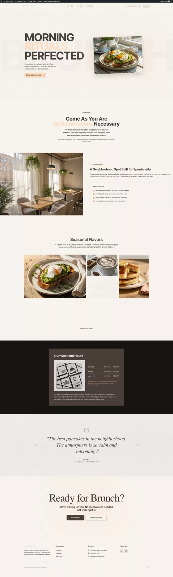 Brunch All Day restaurant website